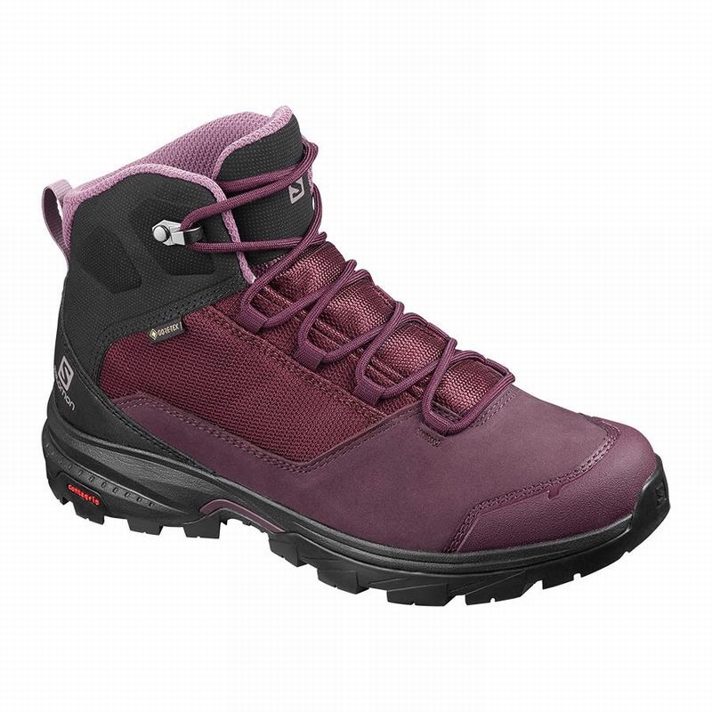 Bottes De Randonnée Salomon Femme Bordeaux / Noir - Salomon OUTWARD GORE-TEX - France (8749-IPBQT)